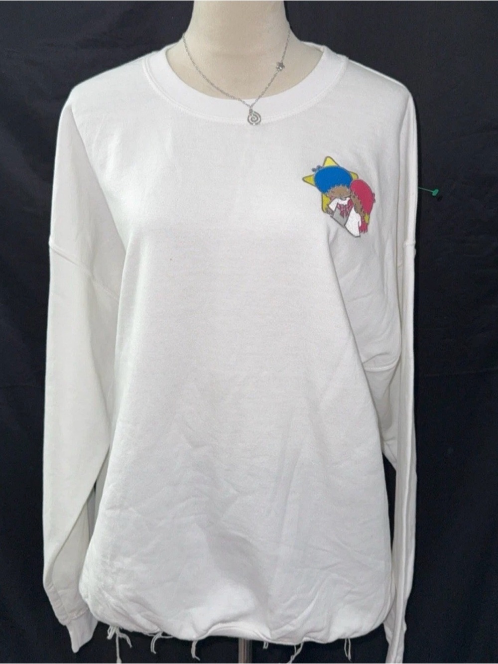 Sanrio White Crewneck Sweater with little twin stars